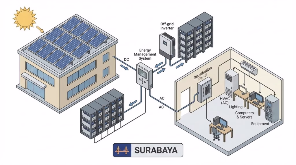 sistem plts mandiri baterai surabaya untuk bisnis
