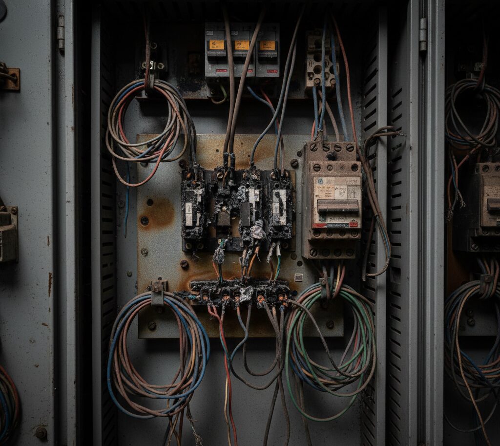 panel listrik lama yang perlu upgrade untuk atasi downtime produksi